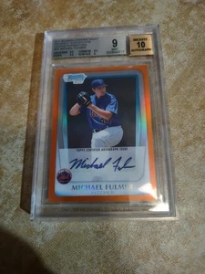 2011 Bowman Chrome Draft Michael Fulmer ORANGE REFRACTOR RC AUTO BGS 9 19/25 - Picture 1 of 5
