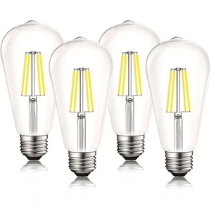 Luxrite LED Edison Bulb 8W=75W ST19 ST58 5000K 800LM Dimmable Damp Rated E26 4PK - Picture 1 of 7