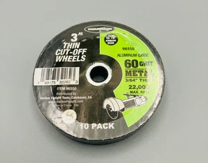 Warrior 3" Cut-off Wheels .60 grit Aluminum oxide 3/8 arbor size Qty 10 Pack New - Picture 1 of 4