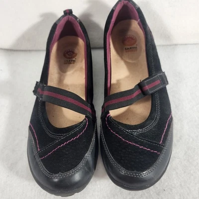 EARTH SPIRIT Womens BOBI Casual Mary Jane Black Leather Slip-On Shoe US 10 — 第 1/4 张图片