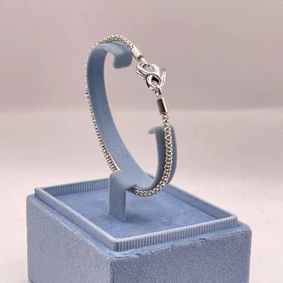 Pandora Womens Moments Studded Heart Clasp Sterling Silver Chain Bracelet 7.9 - Image 1 of 4