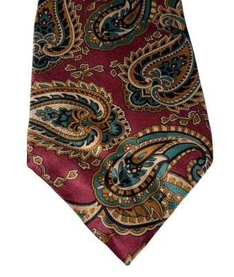 Corbata de seda Oscar de la Renta Couture roja cachemira dinero antiguo EE. UU. vintage Foto 1 de 4