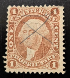 US Revenue Proprietary Stamps Scott #R3c, F-VF, 1 Cent used Pencil Cancel - Bild 1 von 2