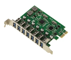 Carte PCI EXPRESS PCIe USB 3.0 7 PORTS 5G "A" auto alimentée NEC D720201 USB3 - Picture 1 of 4