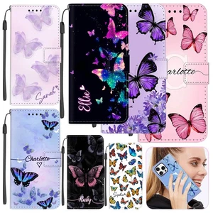 Funda de teléfono de cuero con soporte abatible para iPhone 16 Pro Max 14 13 cubierta personalizada mariposa - Imagen 1 de 55
