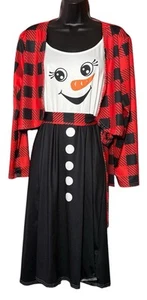 Schneemann Druck weich dehnbar Weihnachten Urlaub Kleid Jacke & Gürtel Größe 1X - Bild 1 von 13