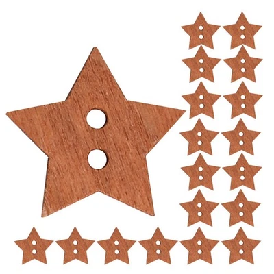  50 Pcs Sterne Holz Klein Kleine Holzsterne Jeansknopf Knöpfe Für Kleidung - Bild 1 von 4