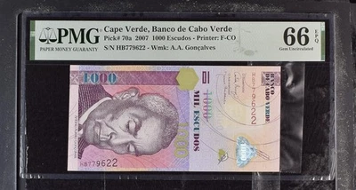 Cape Verde 1000 ESCUDOS 2007 P 70 a Gem UNC PMG 66 EPQ - Image 1 of 3