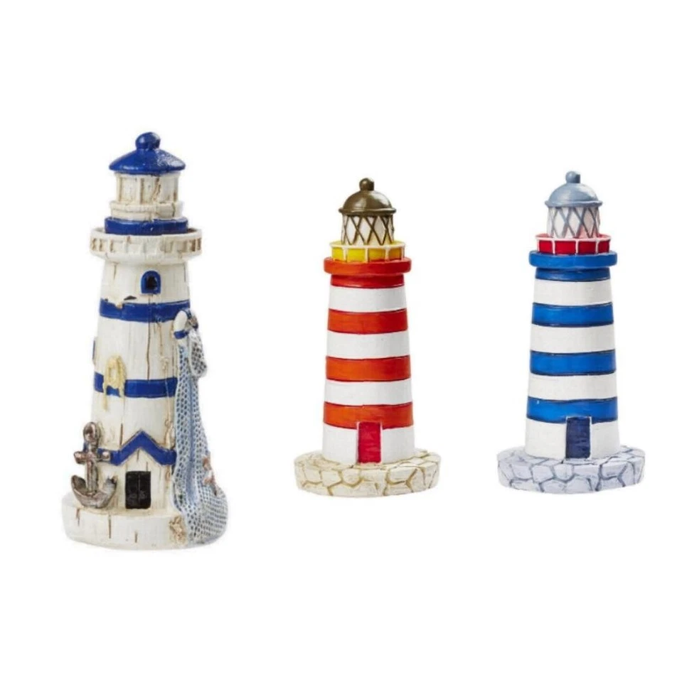 Dekofigur Leuchtturm 8-11 cm Tischdeko maritim Urlaub Strand, Hobbyfun 3870- - Bild 1 von 1