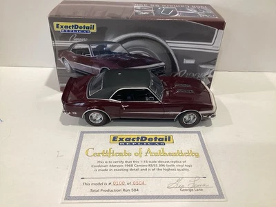 1/18 Exact Detail 1968 Chevrolet Camaro SS 396 Maroon - Image 1 of 3