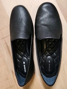 Talla 7.5 Birdies The Starling Mocasín de Cuero Negro Plantilla Plana Acolchada Usada en Excelente Condición - Imagen 1 de 16