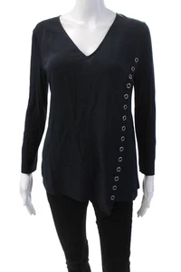 Bailey 44 Womens 3/4 Sleeve V Neck Grommet Trim Blouse Top Navy Blue Size Small - Picture 1 of 4