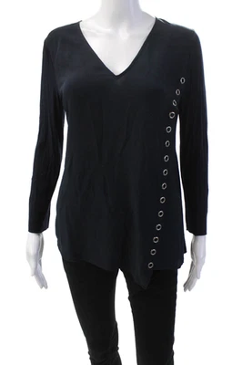 Bailey 44 Womens 3/4 Sleeve V Neck Grommet Trim Blouse Top Navy Blue Size Small - Image 1 of 4