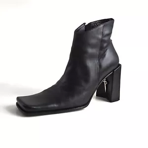 Paciotti Square Toe Booties High Heel Black Leather Womens size US 6 EU 36 - Picture 1 of 10