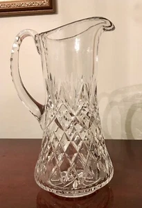 9.5” Gorgeous, Sparkling Graceful Cut Glass pitcher Diamond & Radiant Cut - Picture 1 of 10