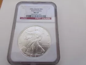 2006 , Silver Eagle , NGC , MS 69 , First Strikes - Picture 1 of 4