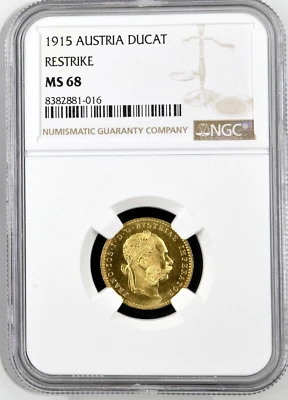 1915 Austria 0.1107 oz Gold 1 Ducat Coin NGC Mint State 68 - Image 1 of 2