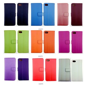 Luxury REAL LEATHER WALLET STAND CASE CARD POCKET FOR IPHONE 5C UK FREE DISPATCH - Picture 1 of 29