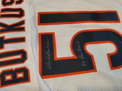 DICK BUTKUS AUTOGRAPHED CHICAGO BEARS JERSEY MOUNTED MEMORIES HOF 79 - Image 1 of 4