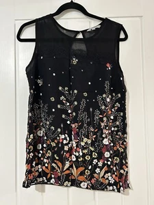 Red Hering Size 10 Black Floral Sleeveless Top - Picture 1 of 9