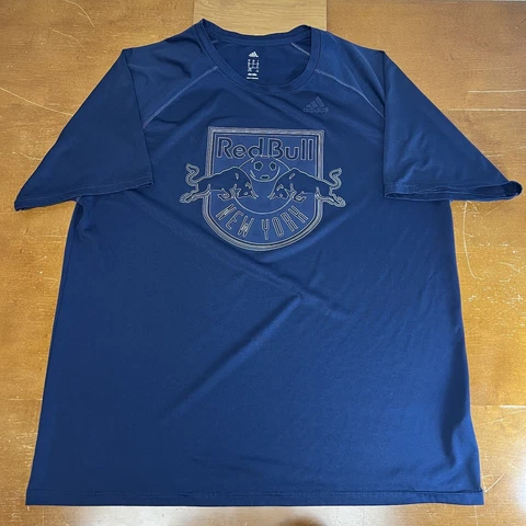 New York Red Bulls Shirt Mens Extra Large Blue Short Sleeve MLS Soccer Adidas Cover