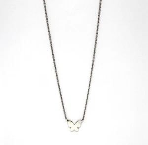 Collana Girocollo a Catena in Oro Bianco 18k con Farfalla - Picture 1 of 2