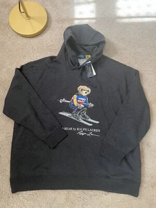 Polo Ralph Lauren Big Tall Charcoal Gray Ski Bear Hoodie NWT size option - Picture 1 of 4