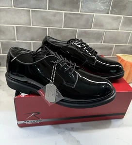Rothco Mens Uniform Hi-Gloss Oxford Formal Duty Dress Shoe 5055 Black 12 W Wide - Picture 1 of 10
