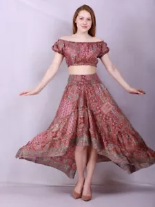 Damen Boho bedruckt Crop Top & High Low Rock zweiteiliges Set sortiert 10 Stck. - Bild 1 von 9