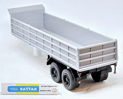 # 1/43 SEMIRIMORCHIO a 2 ASSI CASSONE DA CAVA by BATTAX adatto x motrici IXO#