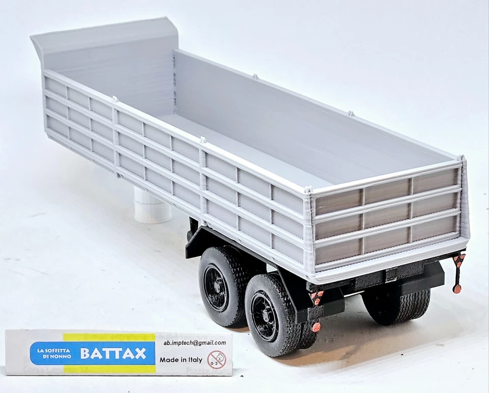 # 1/43 SEMIRIMORCHIO a 2 ASSI CASSONE DA CAVA by BATTAX adatto x motrici IXO# - Immagine 1 di 2