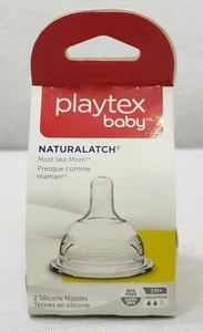 NEW Playtex Baby NaturaLatch 3M+ Medium Flow 2 Silicone Nipples BPA Free NIP - Picture 1 of 12