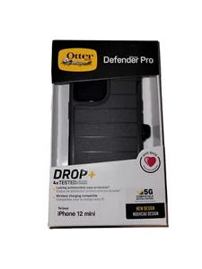 Funda resistente OtterBox Defender Serie Pro + clip para iPhone 12 mini - negra NUEVA - Imagen 1 de 2