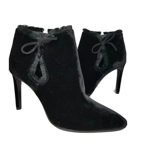 Stuart Weitzman women boots Ankle black velour stiletto heel Lashes sz 9 new - Picture 1 of 6