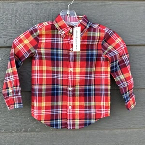 NWT Janie And Jack Toddler Plaid Button Down Long Sleeve Dress Shirt Kids Size 3 - Picture 1 of 4