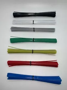 6" Uline Plastic Pre-Cut Twist Ties  (Black/White/Clear/Green/Yellow/Red/Blue) - Picture 1 of 20