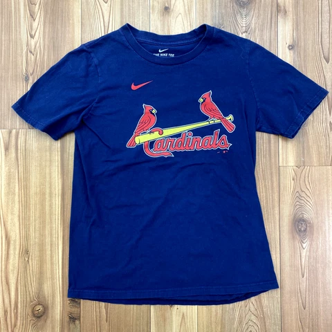 Nike Tee Blue St. Louis Cardinals #4 Yadier Molina Graphic T-Shirt Youth Size L Cover