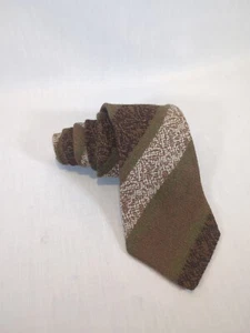 Lambswool Craigmill 100% Pure New Wool Green Brown White Stripe Made In Scotland - Picture 1 of 3