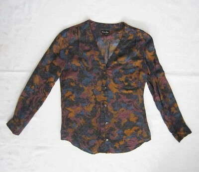 NWOT STEVEN ALAN Women V Neck Buttons Down Viscose Silk Printed Shirt Size P - Image 1 of 4