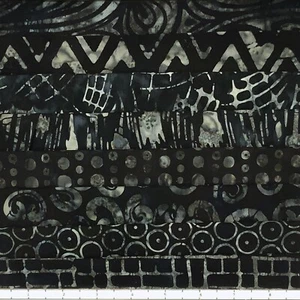 8 Fat Quarters Color: Black & Dark Grey #9 Batik Lunn Fabric FQ Pack 100% Cotton - Picture 1 of 6