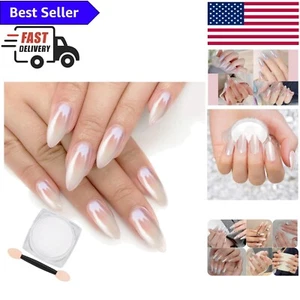 White Pearl Chrome Nail Powder - Iridescent Mirror Effect for Stunning Nail Art - Picture 1 of 9