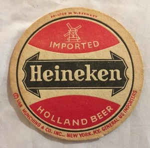 Rare Heineken Beer Coaster - Red Color - Printed in West Germany - Picture 1 of 3