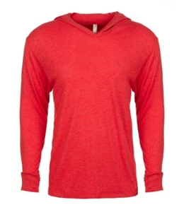 New Mens Next Level Tri-Blend Long sleeve Hooded T shirt. Red M. T0579. - Picture 1 of 2