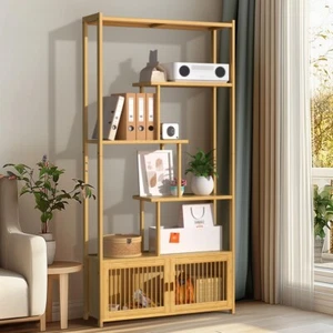 Bücherregal Raumteiler Standregal Bücherschrank Aufbewahrung Bambus Schließfach - Bild 1 von 24