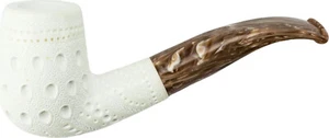 Block Meerschaum Whistles Medium/half-Bent Egg Engraved / Maß Case / 9 MM - Picture 1 of 1