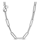 925 Sterling Silver Rose & Silver Long Me Link Cable Chain Necklace