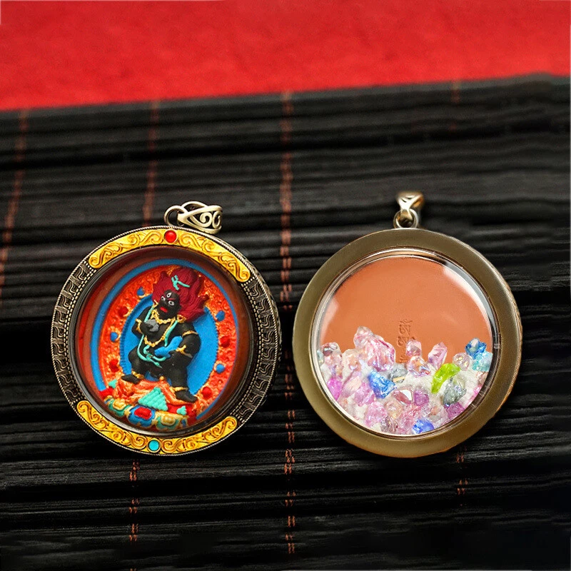 Colgante collar giratorio de fortuna Thangka Zhaxi Lamu pintado a mano (disparado a mano) Foto 1 de 4