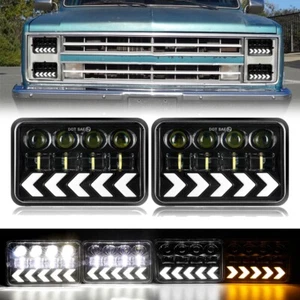 4x6" LED Headlights Hi/Lo DRL Dynamic Turn Signal for Chevy Pickup C10 C20 C30 - Picture 1 of 12