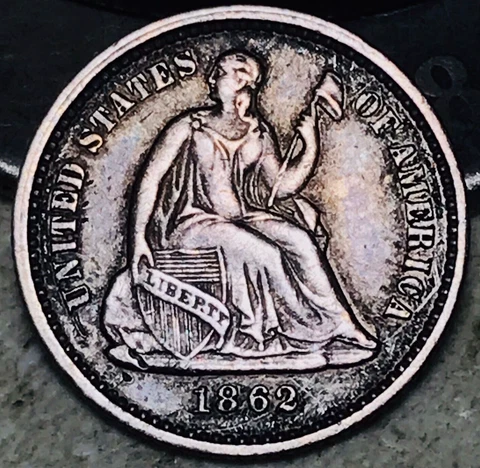 1862 Seated Liberty Half Dime 5C High Grade Civil War Era US Silver Coin CC17692 Cover