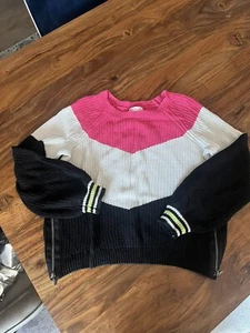Design History Girls Sweater Colorblock Chevron Side Zippers Size M - Picture 1 of 11